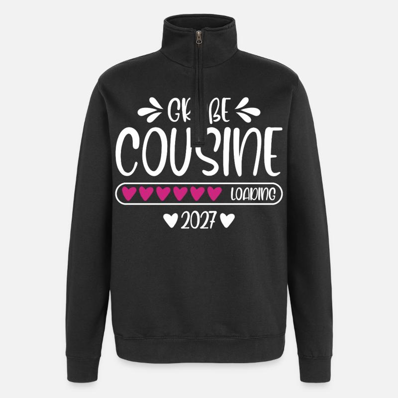 Große Cousine 2027 loading Herzchen Ladebalken - Quarter-Zip-Sweatshirt - Schwarz
