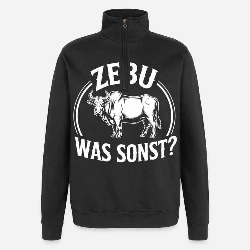 Zebu What Else Retro Logo - Quarter-Zip Sweatshirt - black