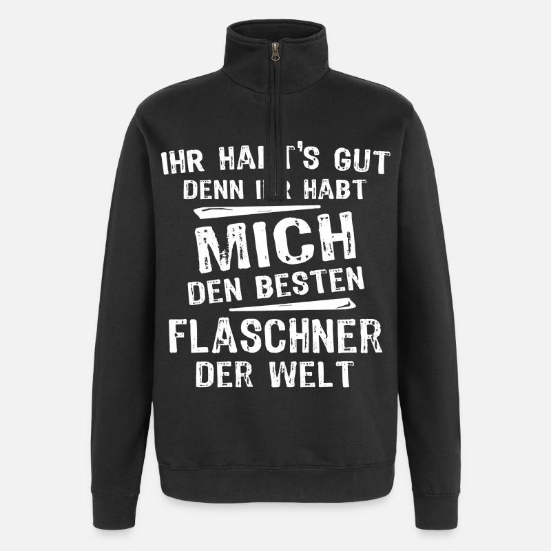 Flaschner - Quarter-Zip-Sweatshirt - Schwarz