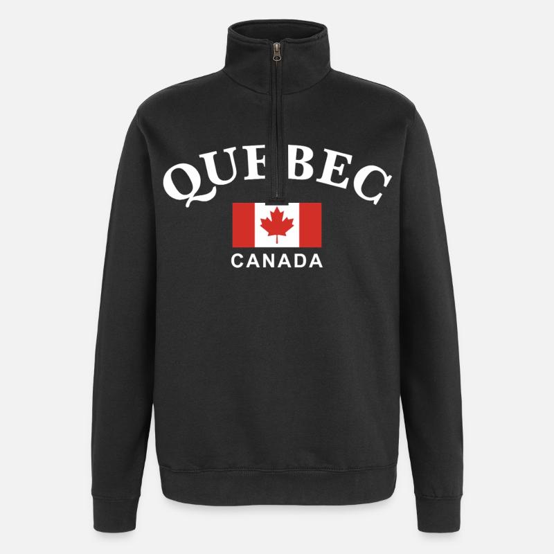 Québec, Canada - Sweat à zip 1/4 - noir