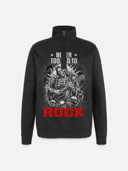 NEVER TOO OLD TO ROCK - Quarter-Zip Sweatshirt - black
