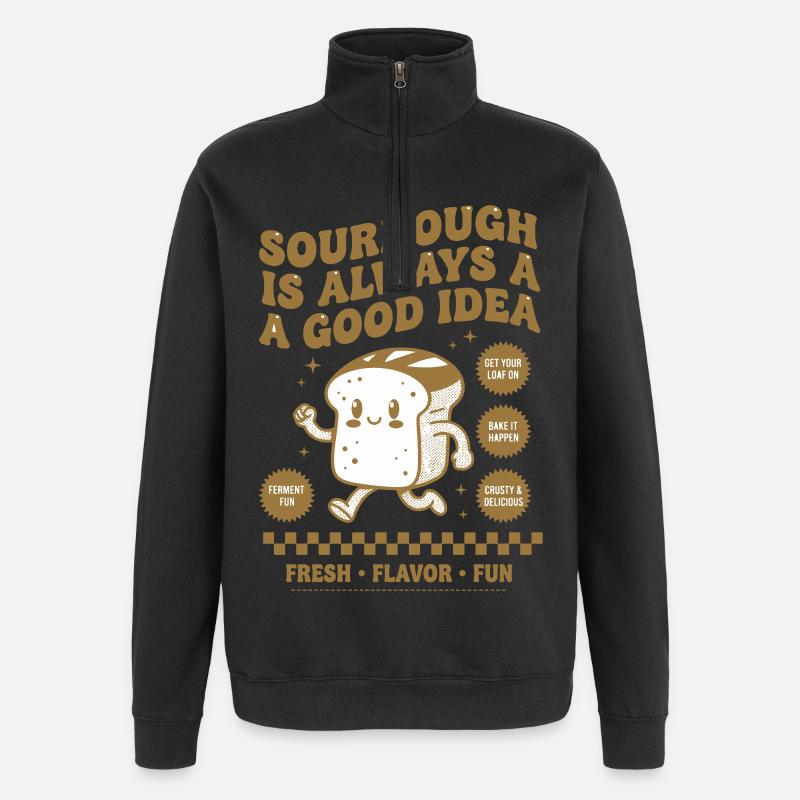 Sourdough Bread Baking Starter Era - Quarter-Zip Sweatshirt - black