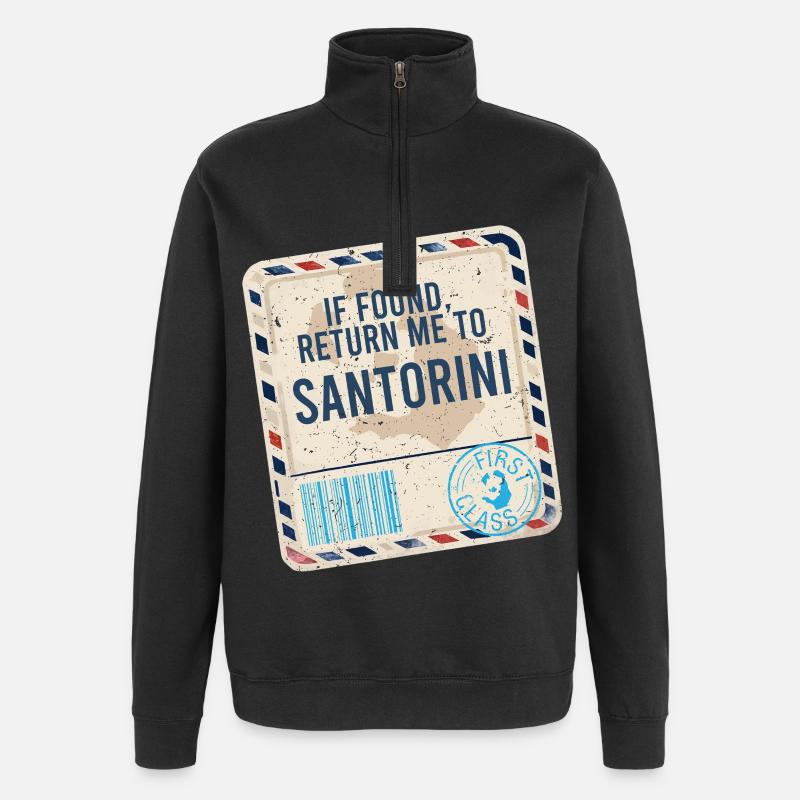If Found Return To Santorini - Quarter-Zip Sweatshirt - black