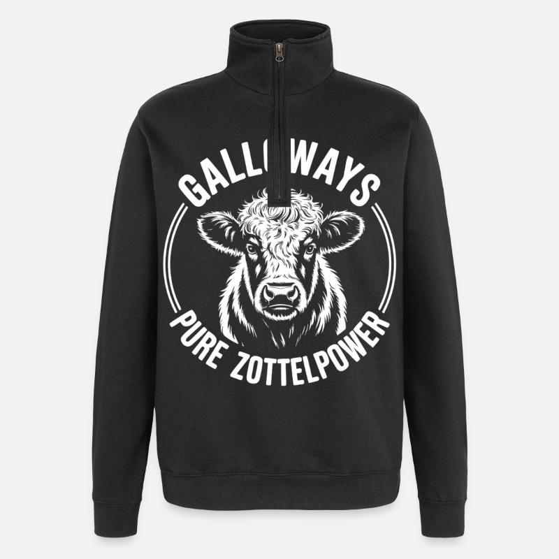 Tête de bœuf de Galloway - Sweat à zip 1/4 - noir