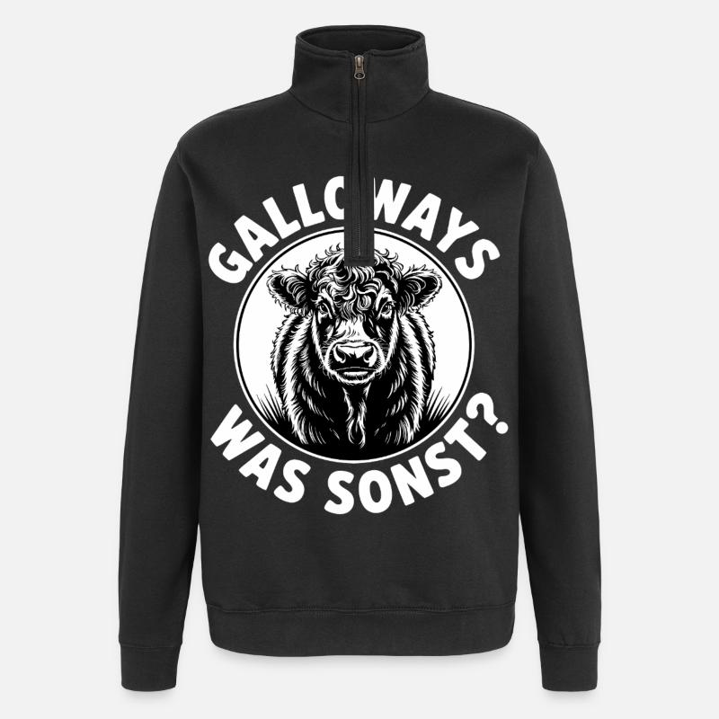 Galloway Cow Circle Graphic - Quarter-Zip Sweatshirt - black
