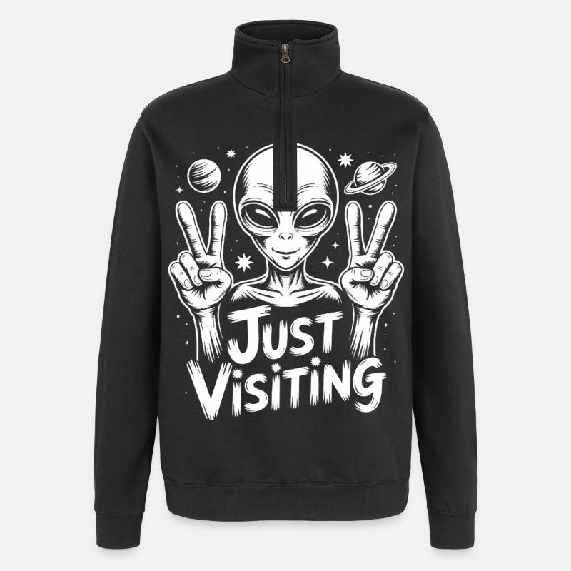 Visiteur de paix extraterrestre - Sweat à zip 1/4 - noir