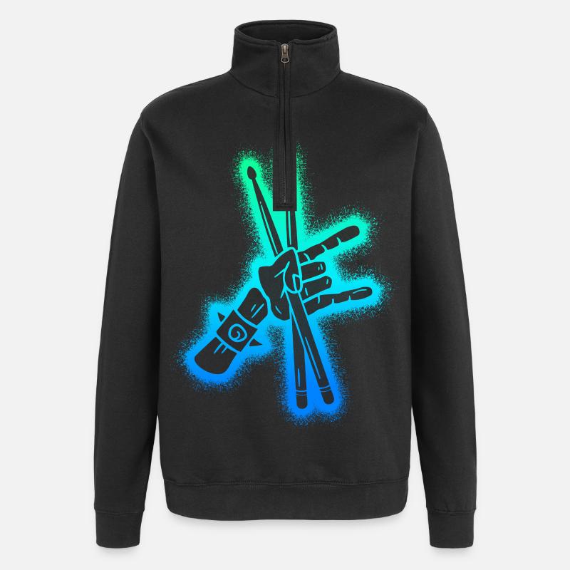 Batteur Batterie Enfants Garçons Garçons Batterie - Sweat à zip 1/4 - noir