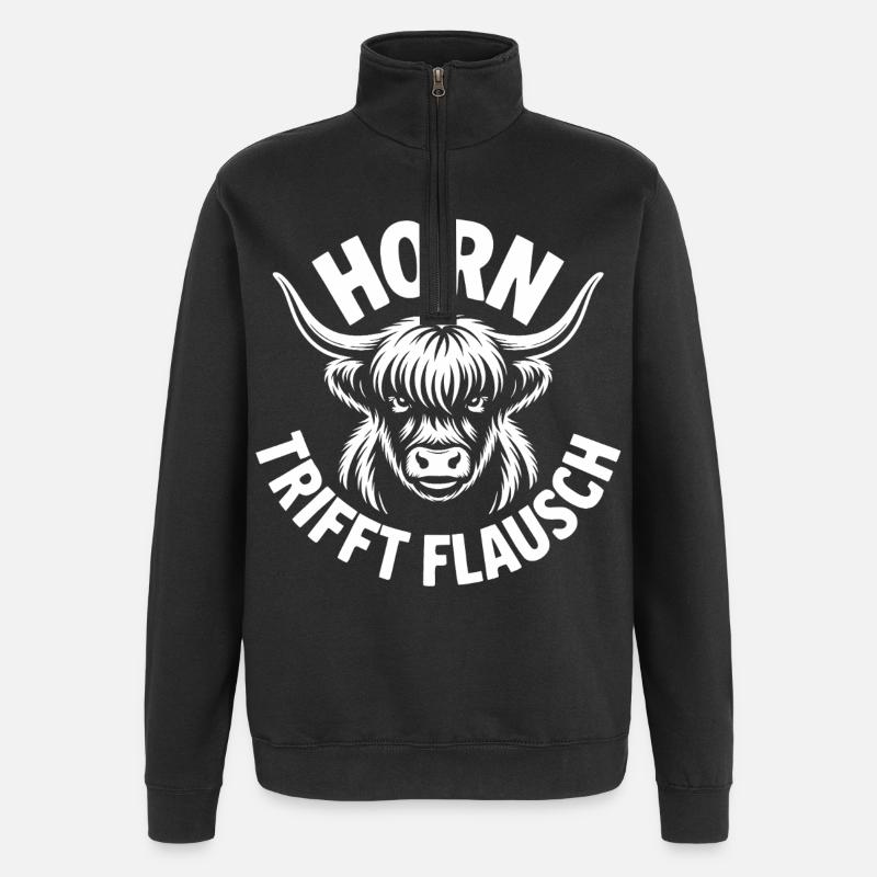 Highlands Horn Meets Fluff - Quarter-Zip Sweatshirt - black