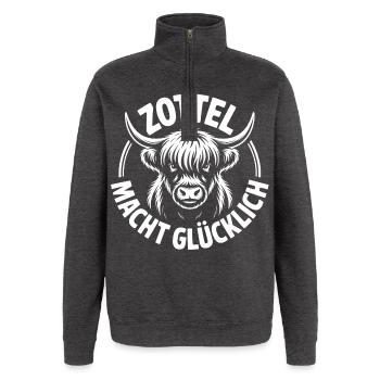 Highlands Shaggy Makes You Happy - Quarter-Zip Sweatshirt - charcoal grey - Front - AI Model Female 172 light (172cm) & AI Model Male 178 dark (178cm)
