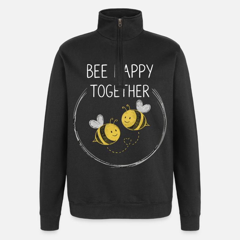 Bee Happy Together Bees - Quarter-Zip Sweatshirt - black