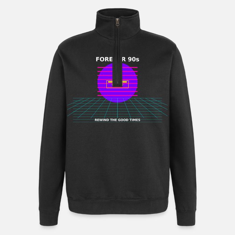 nostalgia_90s_tshirt_design - Quarter-Zip Sweatshirt - black