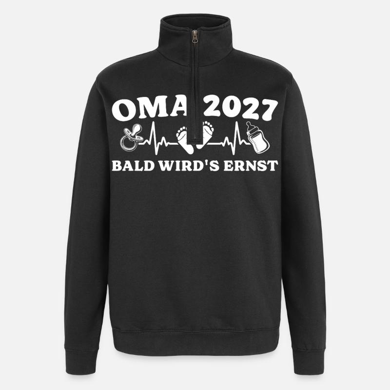 Oma 2027 Bald wird's ernst Schwangerschaft - Quarter-Zip-Sweatshirt - Schwarz