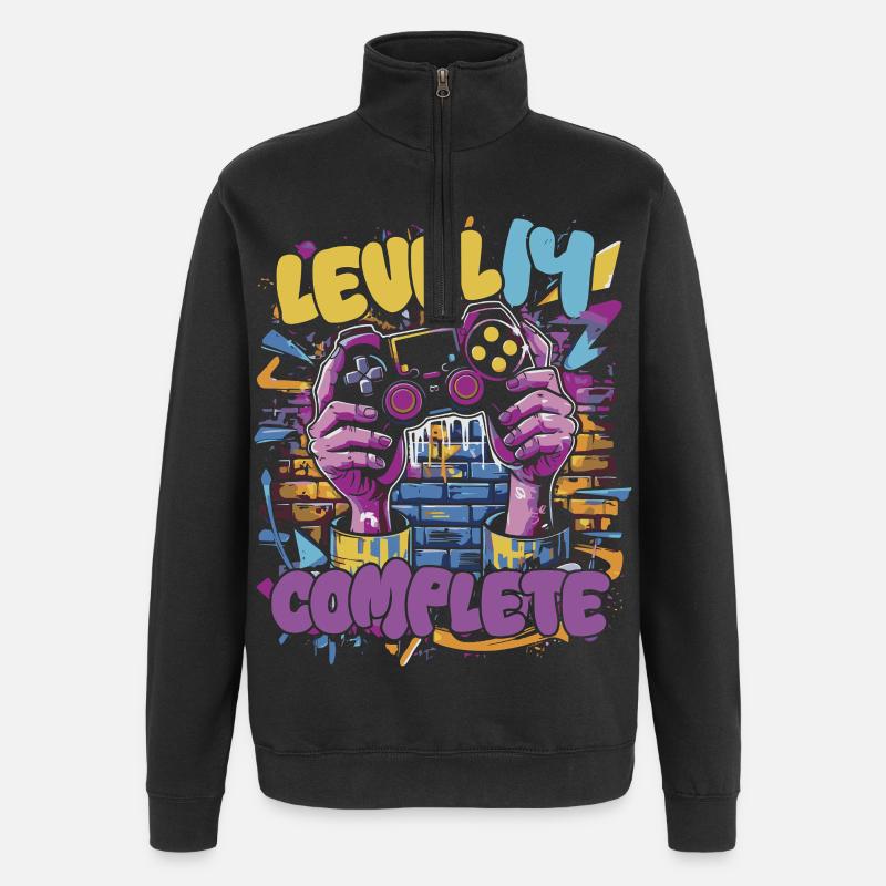 Graffiti de jeu complet niveau 14 - Sweat à zip 1/4 - noir