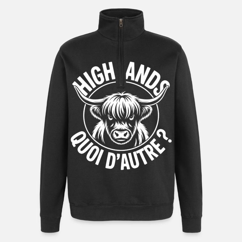 Highland Cow What Else - Quarter-Zip Sweatshirt - black