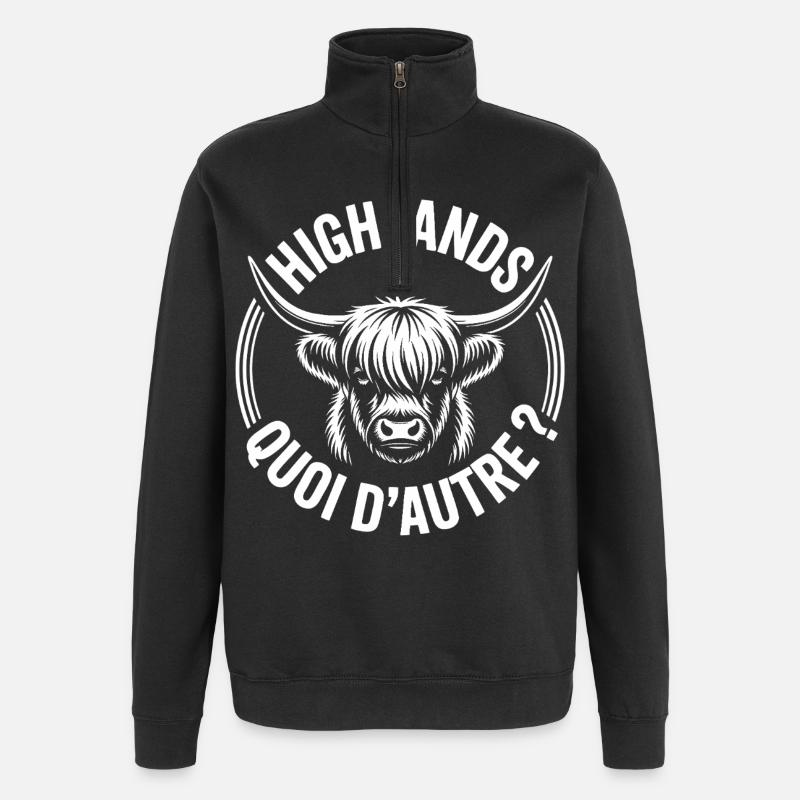 Highlands Quoi D'Autre Vache - Sweat à zip 1/4 - noir