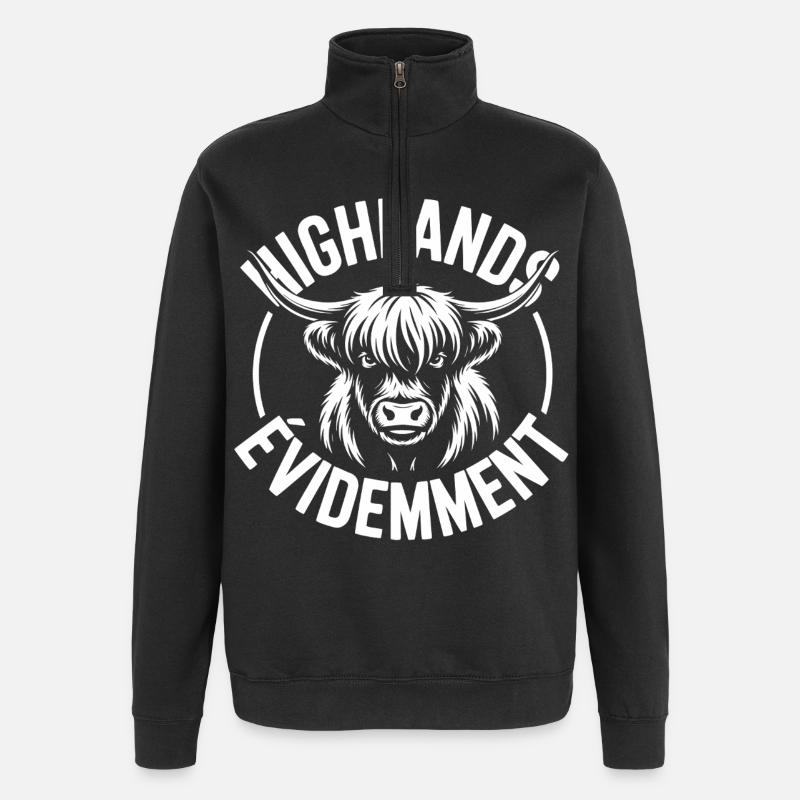 Highland-Kuh-Logo - Quarter-Zip-Sweatshirt - Schwarz