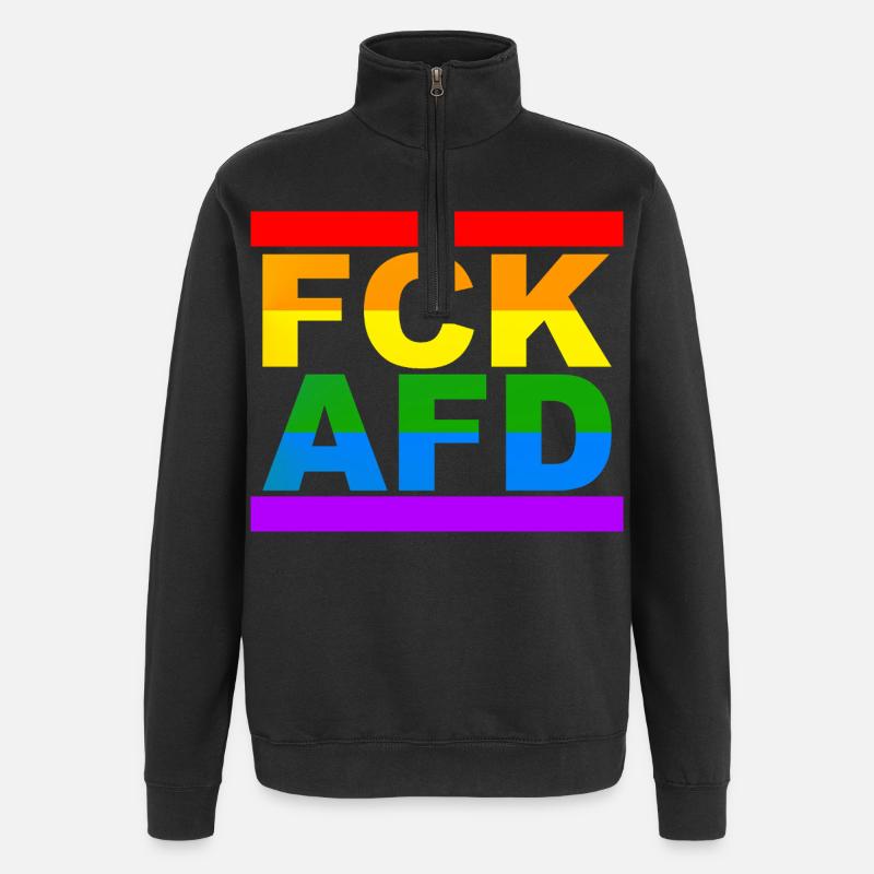FCK AfD - Quarter-Zip Sweatshirt - black