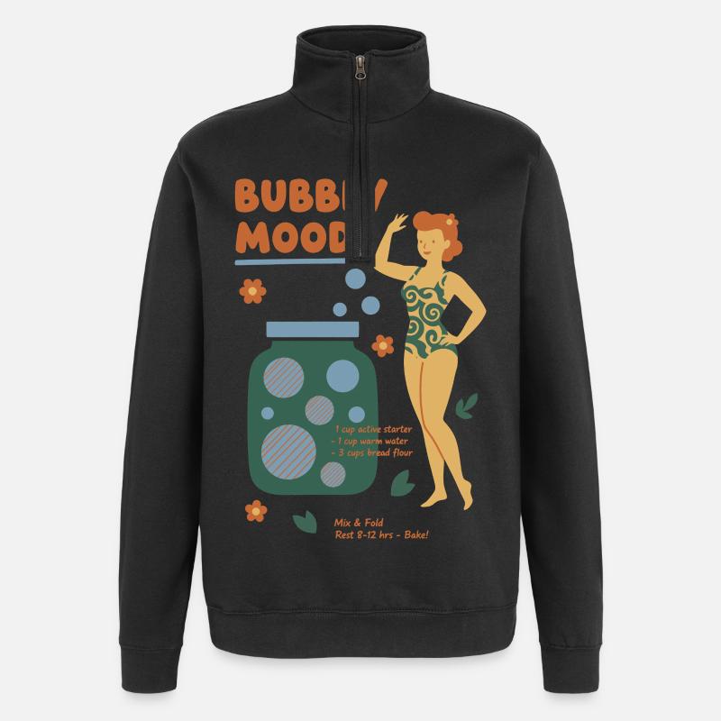 Sourdough Bubbly Mood Bread Baking Baker - Quarter-Zip Sweatshirt - black