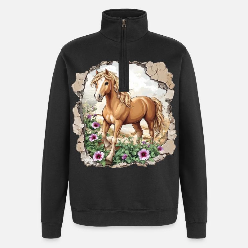 Cheval - Sweat à zip 1/4 - noir
