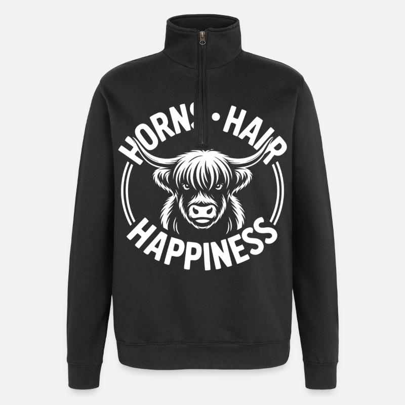 Horns Hår Lykke Højland - Sweatshirt med 1/4 lynlås - sort