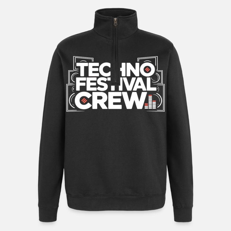 Techno Festival Crew – Techo Party Outfit - Quarter-Zip-Sweatshirt - Schwarz
