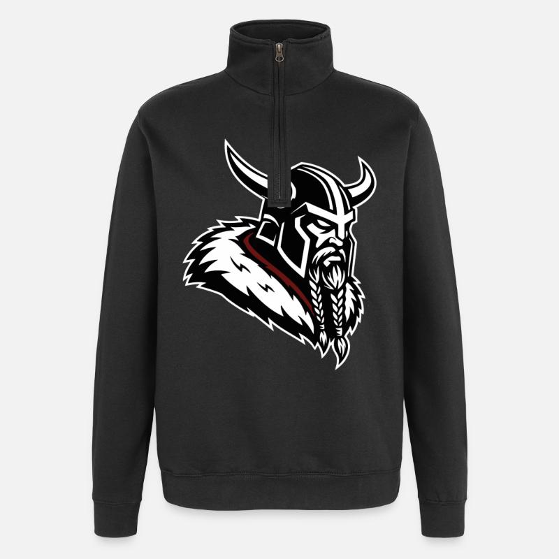 Wikinger-Eroberer, nordisches Maskottchenprofil Krieger - Quarter-Zip-Sweatshirt - Schwarz
