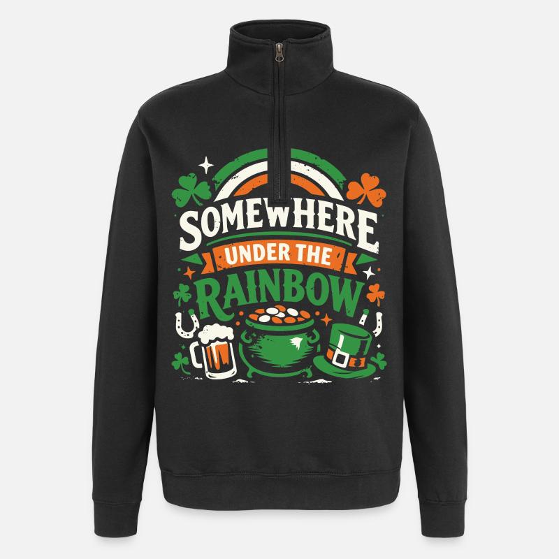 Sous l’arc-en-ciel | La Saint-Patrick - Sweat à zip 1/4 - noir