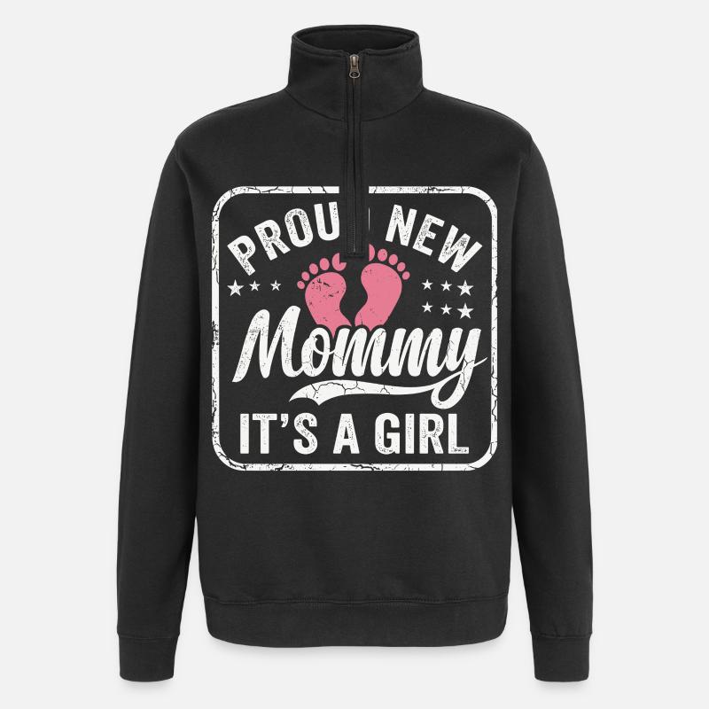 Werdende Mama & Mutter, Geburt Tochter Mädchen - Quarter-Zip-Sweatshirt - Schwarz