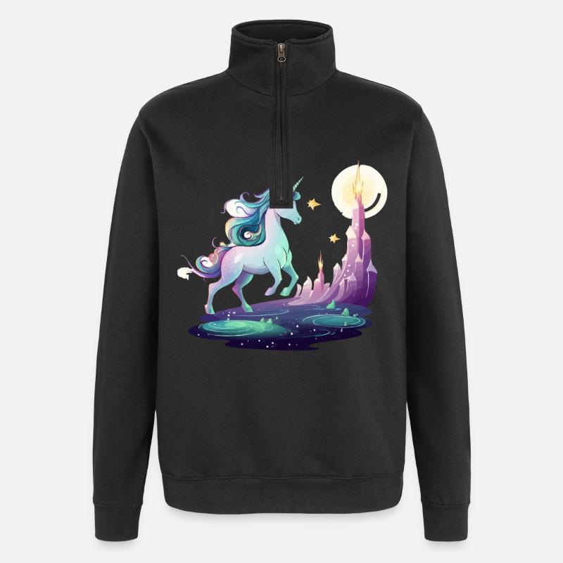 Mondturm Einhorntraum - Quarter-Zip-Sweatshirt - Schwarz