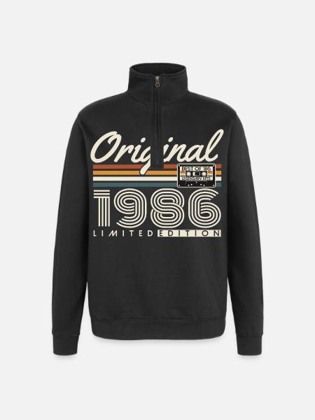 1986 Vintage Vintage Retro Birthday Gift - Quarter-Zip Sweatshirt - black