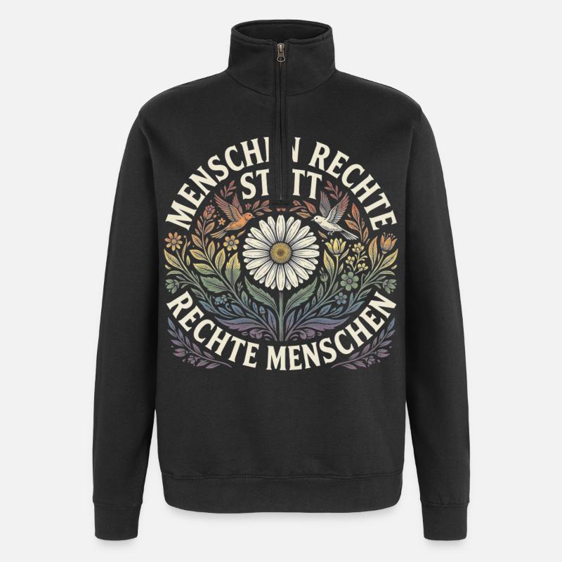 Equality Statement Radicalized by Decency Trend - Quarter-Zip-Sweatshirt - Schwarz