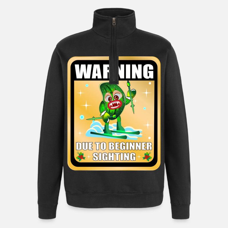 Concombre de ski drôle - Sweat à zip 1/4 - noir