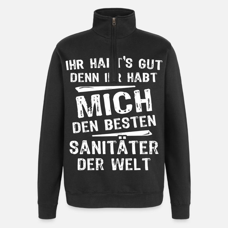 Sanitäter - Quarter-Zip-Sweatshirt - Schwarz