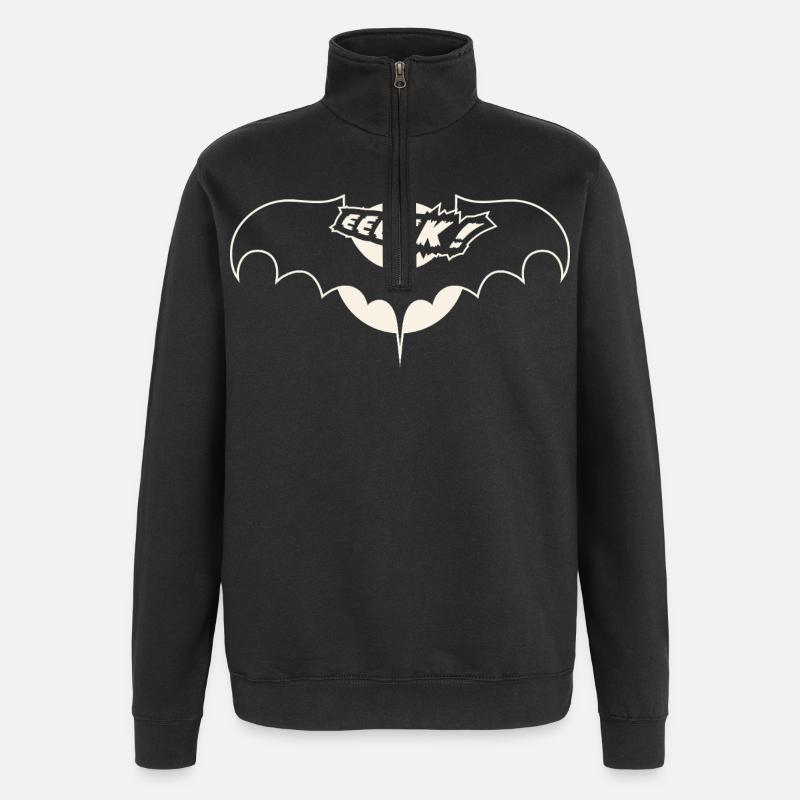Fledermaus - Quarter-Zip-Sweatshirt - Schwarz