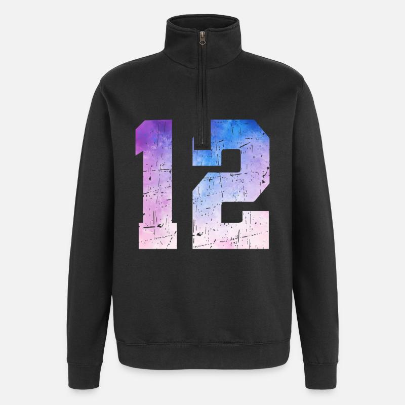 Ausgabe 12 – 12. Jubiläumsgeschenk - Quarter-Zip-Sweatshirt - Schwarz