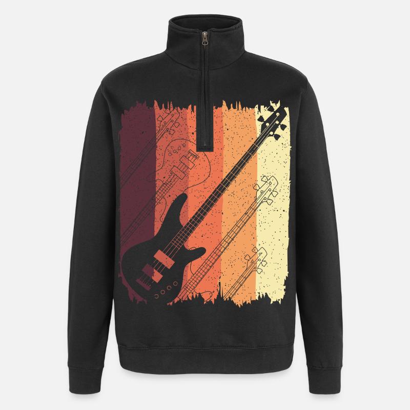Retro-Gitarre Sunset Stripes - Quarter-Zip-Sweatshirt - Schwarz