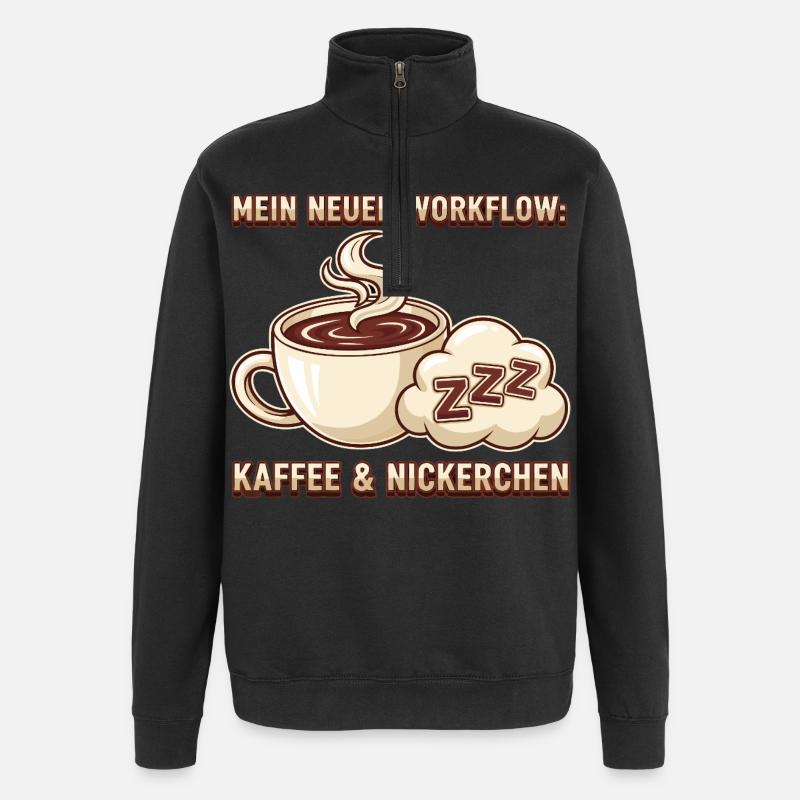 Kaffee Nickerchen Workflow - Quarter-Zip-Sweatshirt - Schwarz