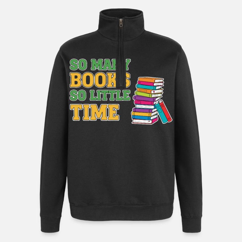 Bookworm Reading Book - Quarter-Zip Sweatshirt - black