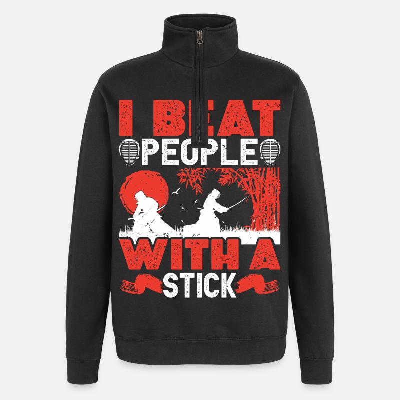 Kenjutsu Ninja Sinobi Épéiste Samouraï Martial - Sweat à zip 1/4 - noir