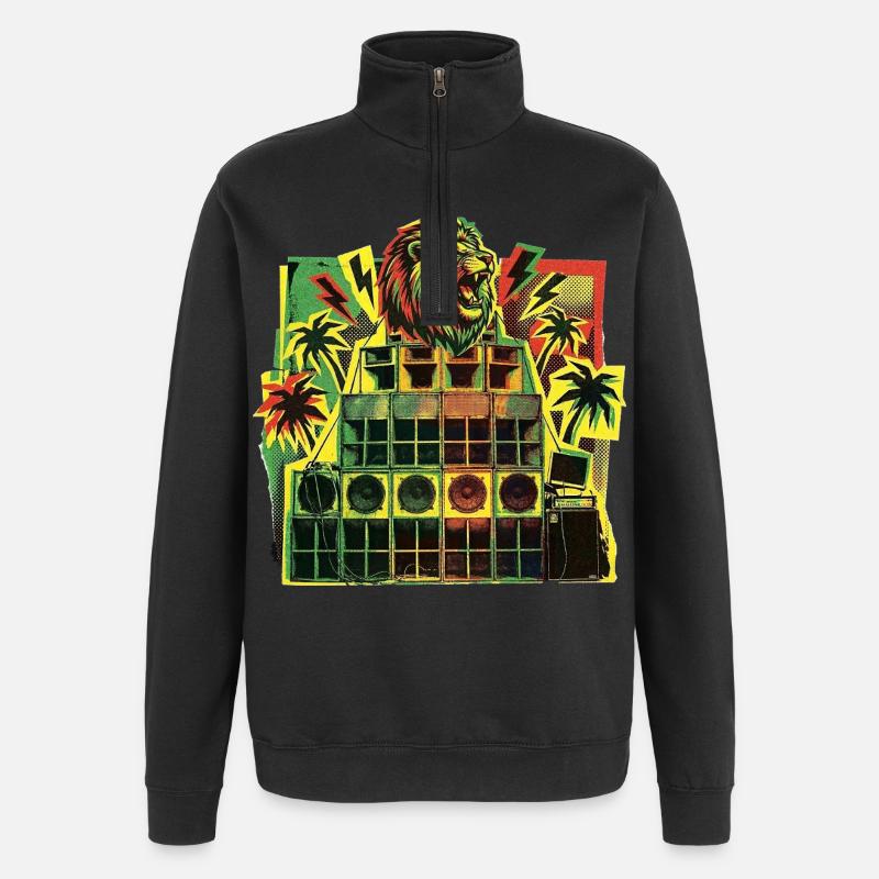 Jungle Dancehall Soundsystem - Quarter-Zip-Sweatshirt - Schwarz
