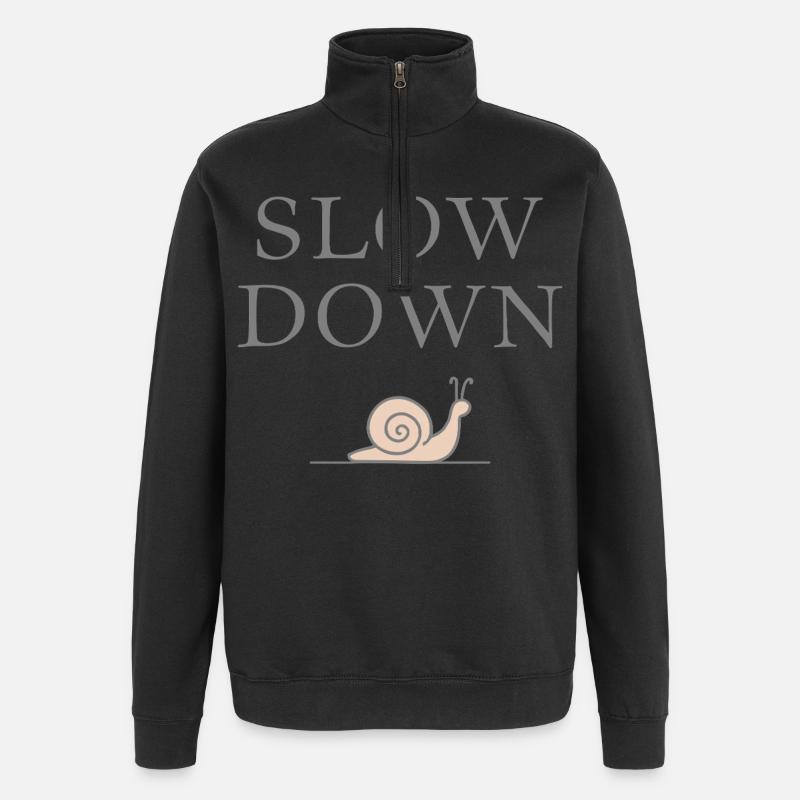 Slow Down Snail Deceleration Mindfulness - Quarter-Zip Sweatshirt - black
