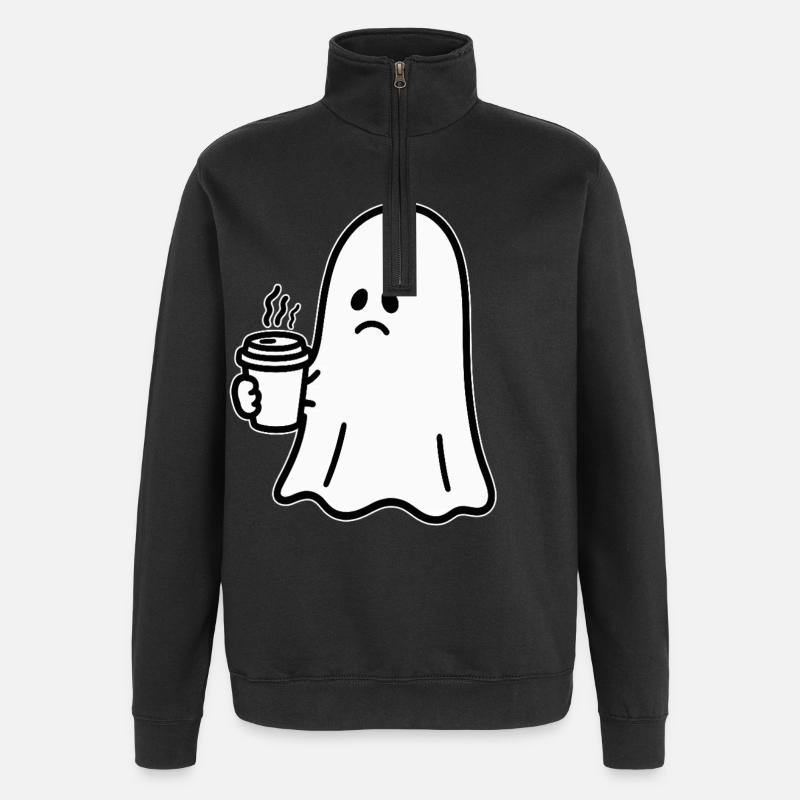 Geist Kaffee Halloween Süßes oder Saures - Quarter-Zip-Sweatshirt - Schwarz