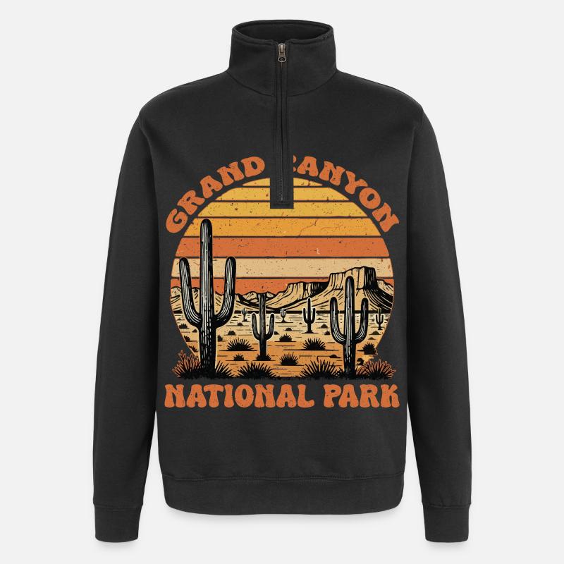 Parc national du Grand Canyon Rétro - Sweat à zip 1/4 - noir