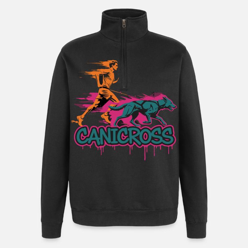 Canicross Running avec Chien - Sweat à zip 1/4 - noir