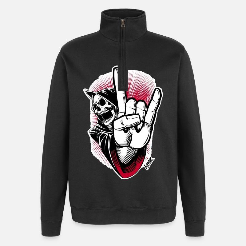 Skelett Rock-Hand Illustration - Quarter-Zip-Sweatshirt - Schwarz