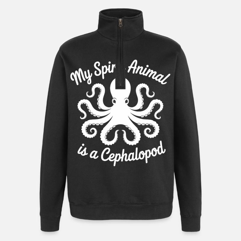 Mon âme : pieuvre - Sweat à zip 1/4 - noir