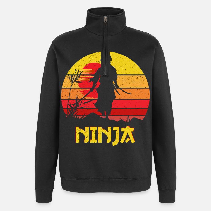 Ninja Sunset Shadow Warrior - Quarter-Zip Sweatshirt - black