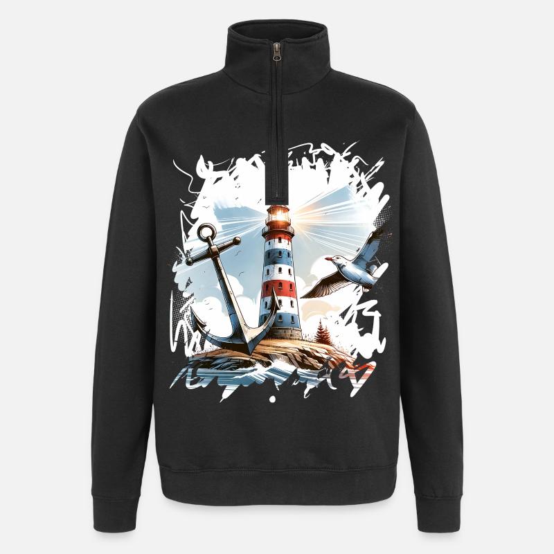 Mouette Ancre du Phare - Sweat à zip 1/4 - noir