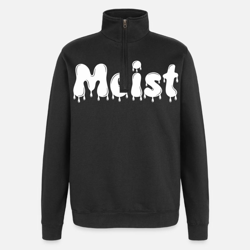 Feuchter tropfender Text - Quarter-Zip-Sweatshirt - Schwarz