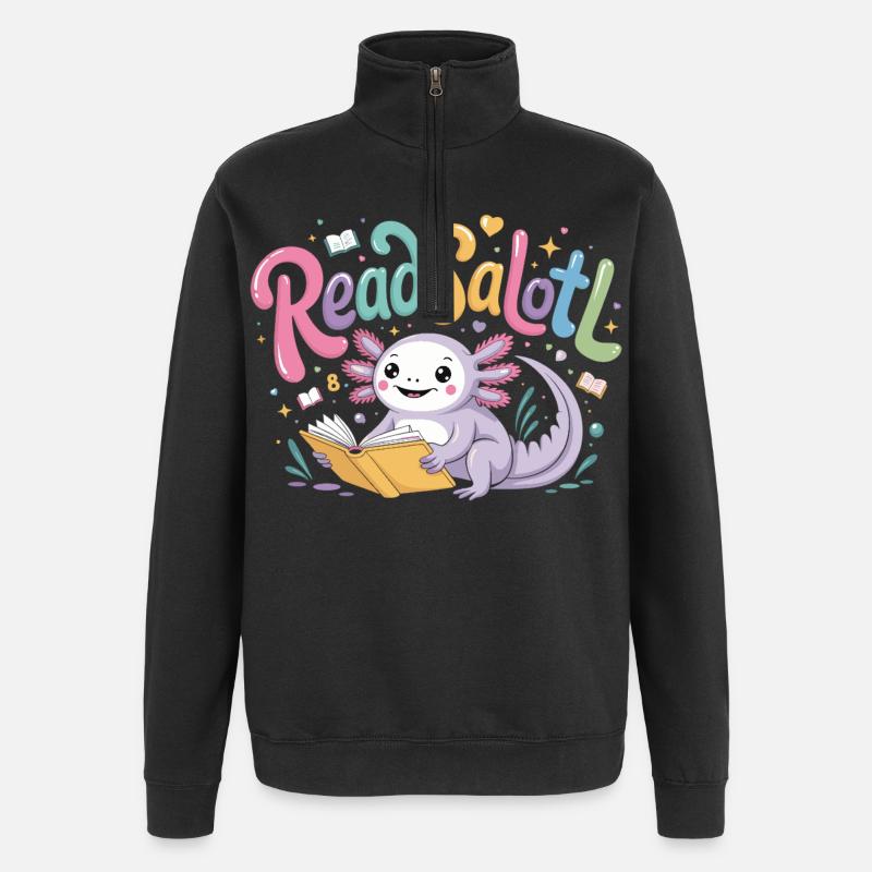 Axolotl Reader T-Shirt ReadSalotl Book - Sweat à zip 1/4 - noir